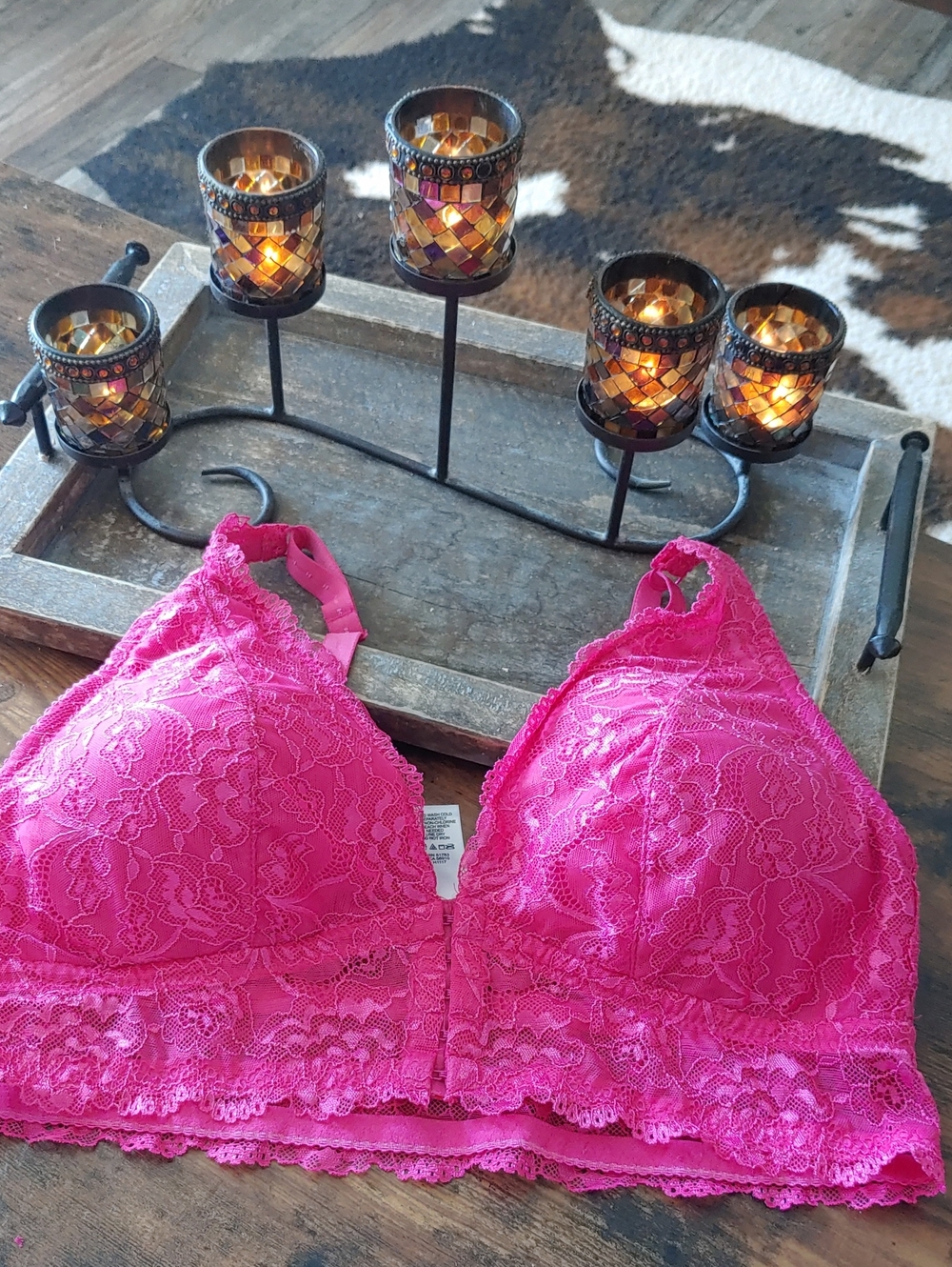 Like New Maurices Sz 1 XL Pink Lace Gorgeous Sexy Padded Wirefree Bralette